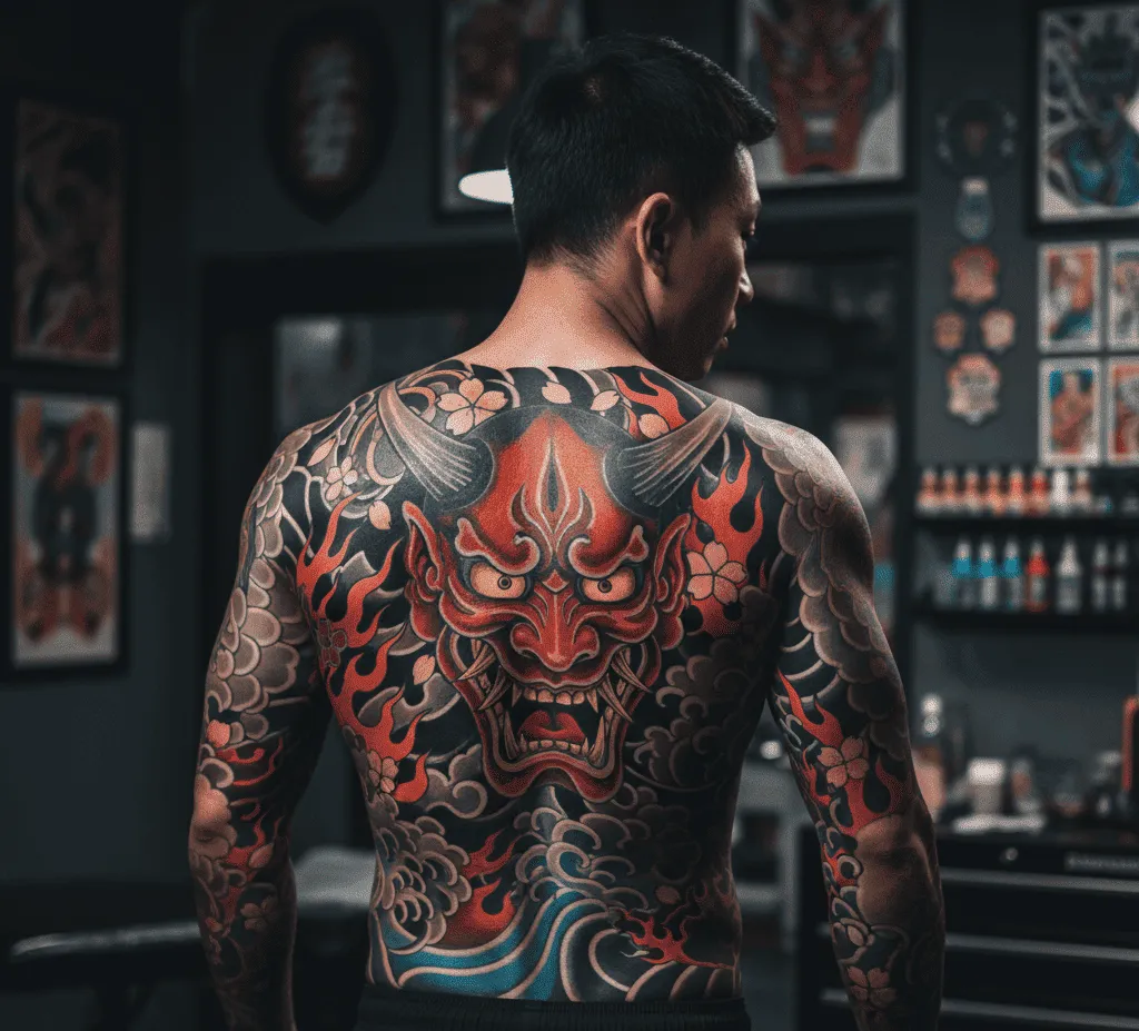 Những mẫu hình xăm kín lưng dành cho nam giới: Ý tưởng hình xăm sáng tạo cho mọi cá tính. 3 full back yakuza tattoo 6