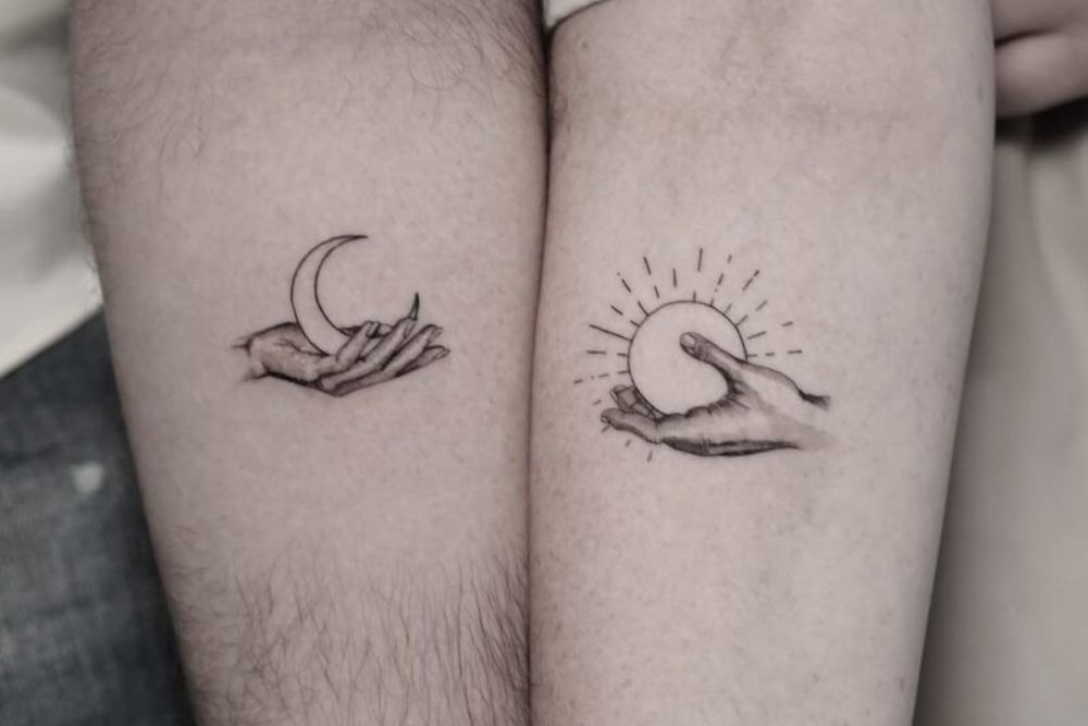 Cute Small Matching Tattoos for Couples with Meaningful Designs 1 Small matching tattoos for couples