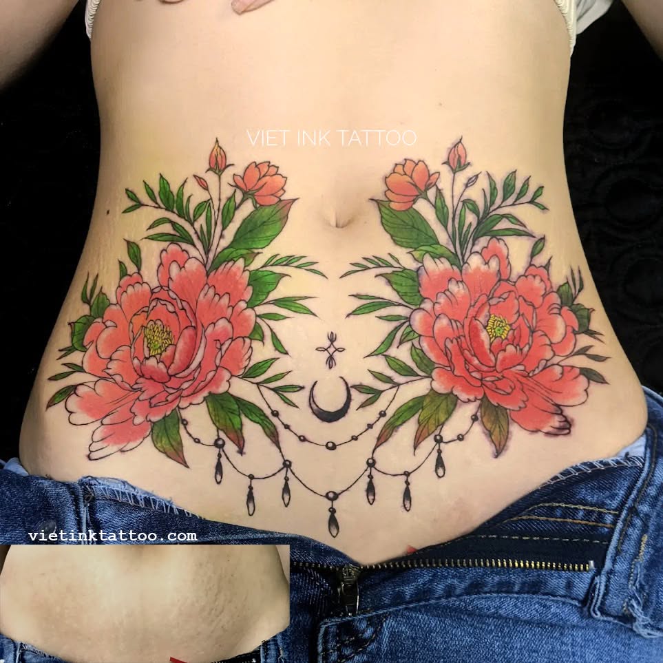 Scar cover up tattoo