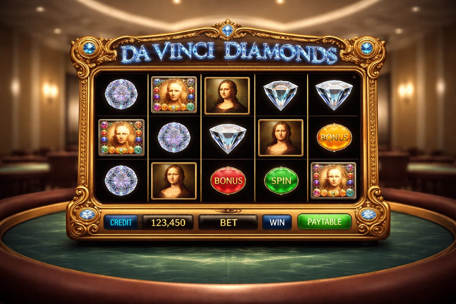 Cascading jewels and gems from Da Vinci slot